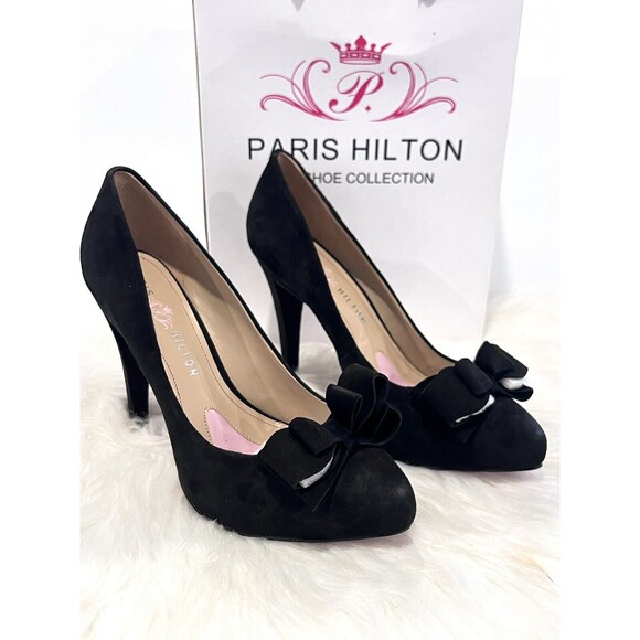 Paris Hilton Black Heels Women Size 9M Amelie Black Suede Platform Pumps Heels - Picture 6 of 10